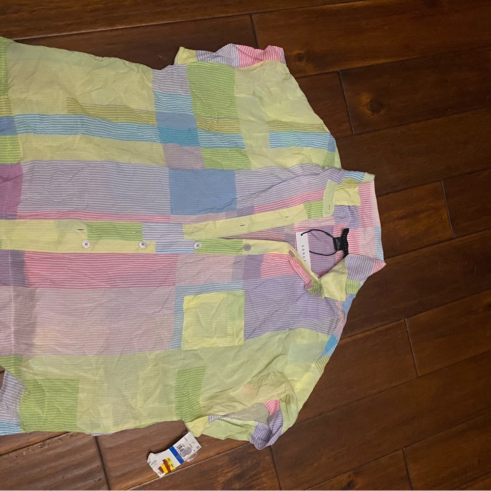 Pastel Plaid Button-Up Shirt - Multicolor